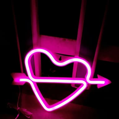 Нічний світильник Neon Sign - Rose Arrow Heart